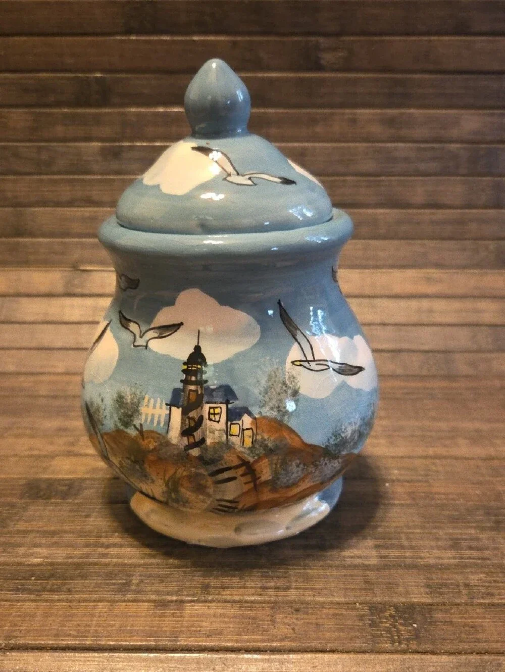 Young's Hand-Painted Seagull Lighthouse Sugar Creamer Salt & Pepper Set